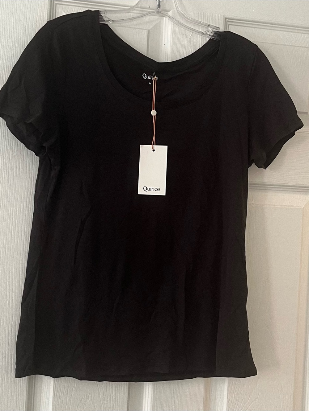 Quince Black Scoop Neck Short Sleeve Top